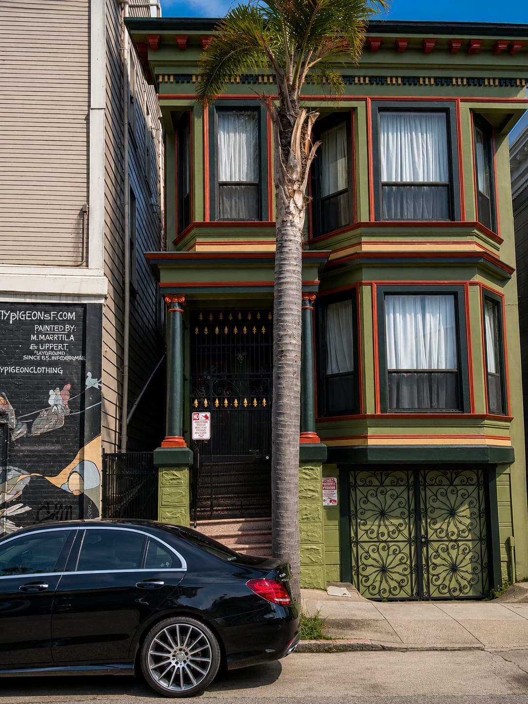 Green & red Painted Lady Victorian, Mission District
