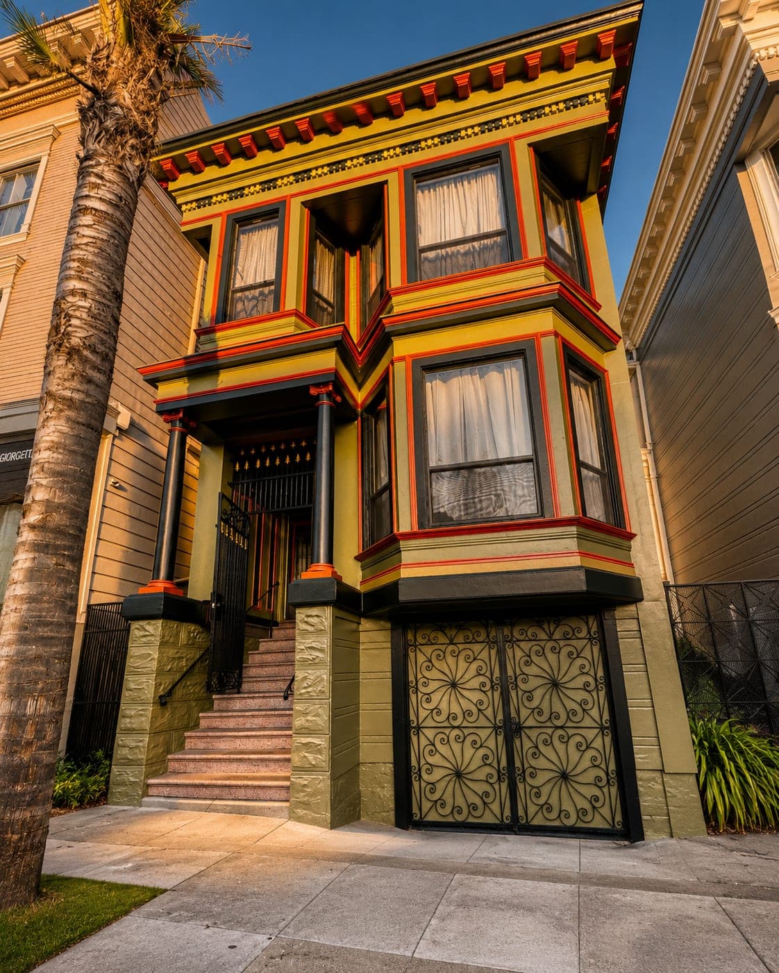 Yellow & red Painted Lady Victorian, Mission District